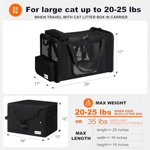 pidipiti 25x17x17 Extra Large Expandable car cat Carrier - Image 2