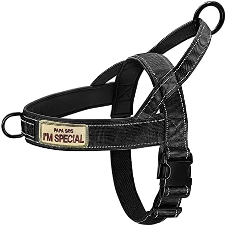 No Pull Dog Harness Black for Small Medium Large Sized Dog, Reflective Escape by QIFBYFB