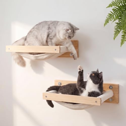 Aliceset Set of 2 Cat Hammock Wall Mounted, Wooden Mount Cat Furniture & Beds by Aliceset