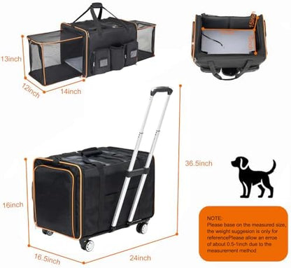 2 in 1 Large Rolling Cat Carrier - Image 2