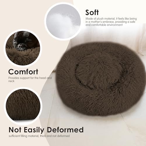 28in Large Dog Bed, Calming Donut Bed - Image 4