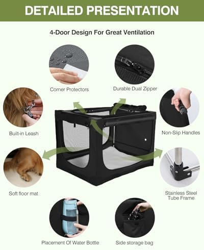 42 x 31 x 31 Inch Collapsible Soft Dog Crate - Image 4