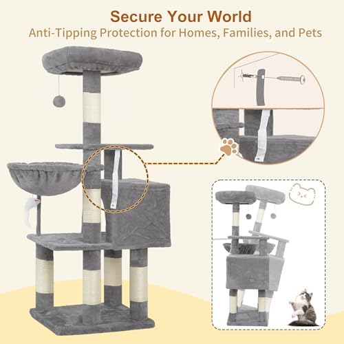 Heybly Cat Tree with Toy, 43.3 inch Cat Tower - Image 6