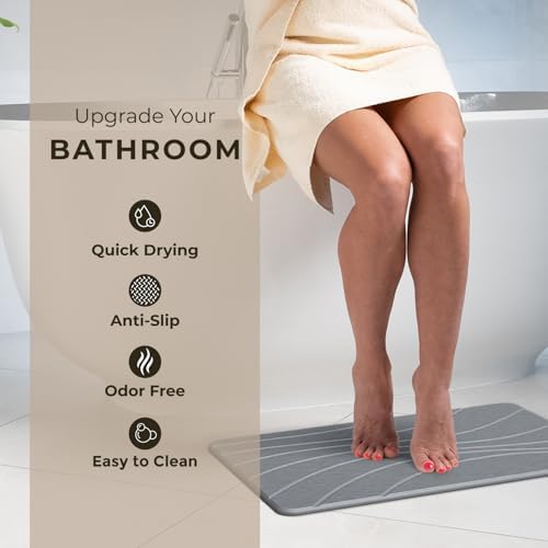 TOSORO - Stone Bath Mat Diatomaceous Earth Shower Mat Non-Slip Super Absorbent - Image 2