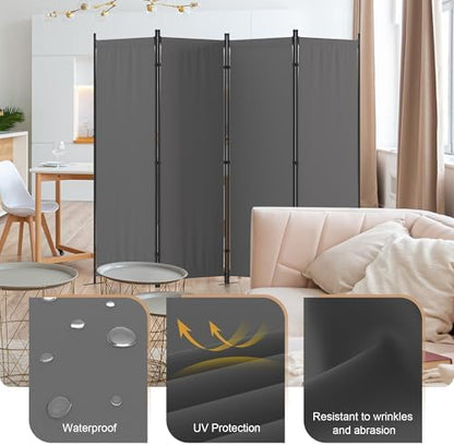 Room Divider, 4 Panel Folding Screen, 88” Portable Separating 3 Feet - Image 3
