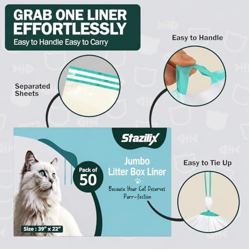 50 Count Extra Large Litter Box Liners, 46x19 Inches – Extra Thick - Image 4