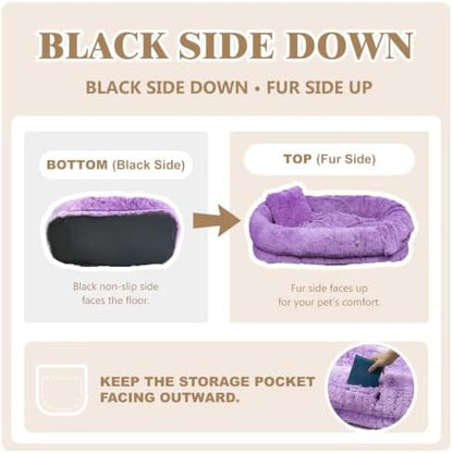 Human Dog Bed, Washable Faux Fur Pet Bed - Image 4