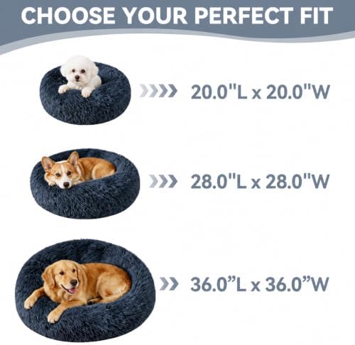Medium Dog Bed, Washable Plush Donut Dog Bed, 28 Inch - Image 2
