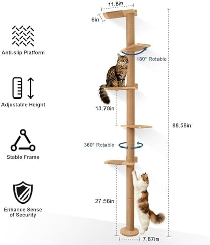 Wall Mounted 5-Tier Cat Scratching Post Tree - Image 4