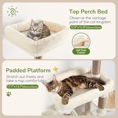 Globlazer 52in Cat Tree Tower for Indoor Cats, 2 Condos - Image 2