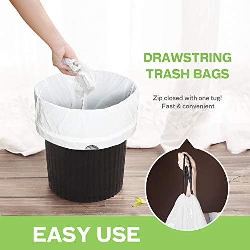 Teivio 2 Gallon Small Drawstring Trash Bags, Mini Plastic Bin Liners fit 1.8-2 - Image 5