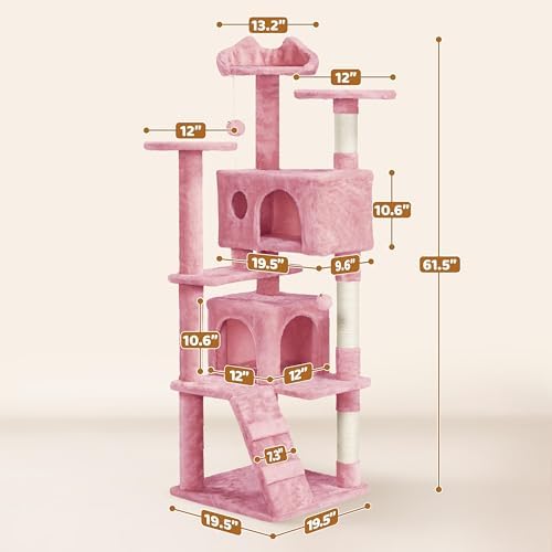 Yaheetech 62in Cat Tree Tower, Double Condo, Scratch Posts - Image 3