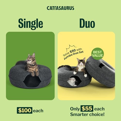Cattasaurus Peekaboo Cat Cave Duo Jumbo Set, Extra Spacious Cat Donut - Image 2