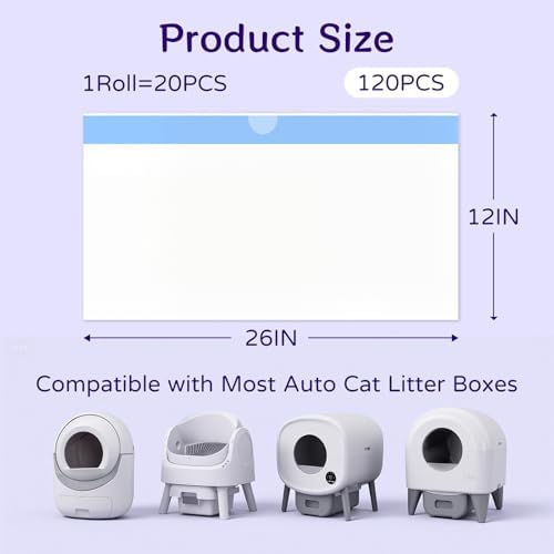 80 Count 26" x 11.8" Automatic Cat Litter Box Bags Compatible - Image 2