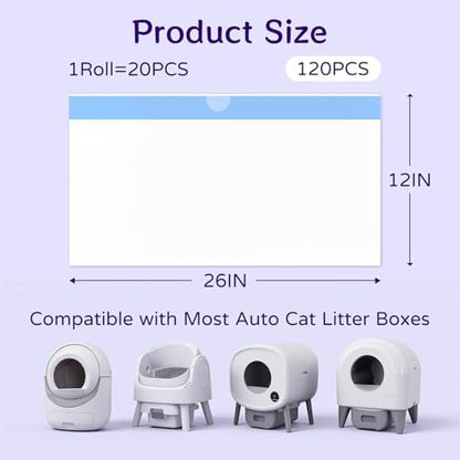 80 Count 26" x 11.8" Automatic Cat Litter Box Bags Compatible - Image 2