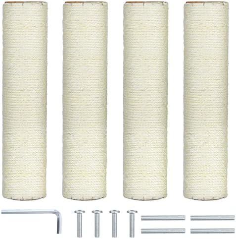 4 PCS M8 Cat Scratching Post Replacement, 12in Sisal Pole Cat Tree Replacement by Unknown