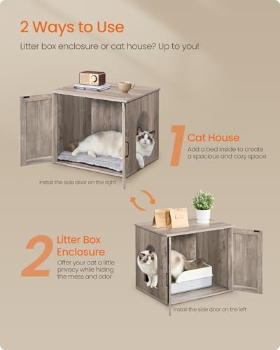 Feandrea Cat Litter Box Enclosure, Indoor Pet House End Table - Image 6