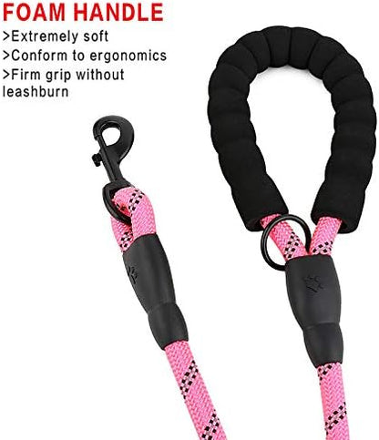 Rope Dog Leash 6ft Long, Traffic Padded Two Handle, Heavy Duty, Reflective - Image 6