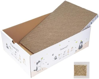 PatiencET Cat Scratch Pad with Box, Corrugated Cardboard Scratcher by patiencET