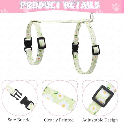 2 Pack Floral Cat Harness and Leash Escape Proof Adjustable Kitten Harness - Image 2