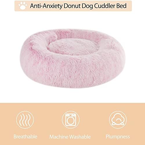 WNPETHOME Small Pink Round Calming Dog Bed Cat Bed - Image 3