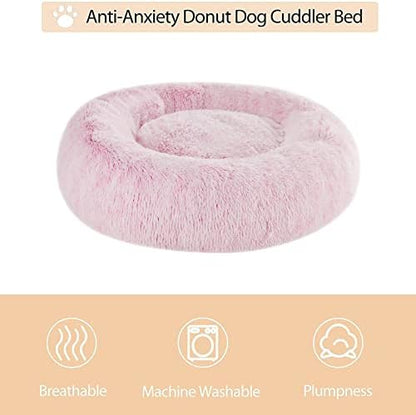 WNPETHOME Small Pink Round Calming Dog Bed Cat Bed - Image 3