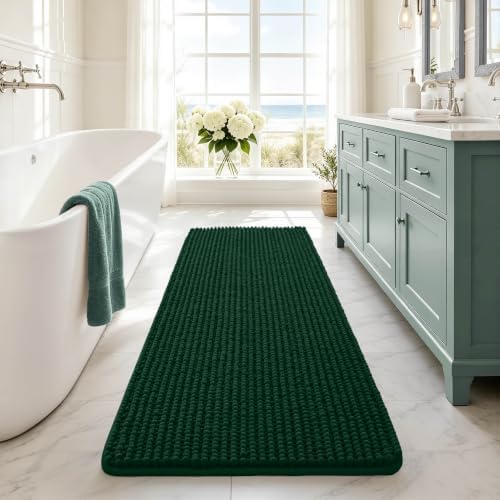 Ophanie Green Bathroom Runner Rugs 60x24, Soft Chenille Bath Mat, Non Slip by Ophanie