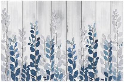 Giwawa Blue Eucalyptus Leaves Bath Rug Rustic Wood Bathtub Mat Absorbent Non by Giwawa