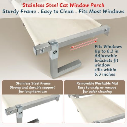 Stainless Steel Cat Window Perch Adjustable Window Cat Bed - Image 2