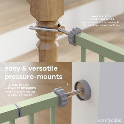 Comfy Cubs Baby Safety Gate Adjustable 42"x1.9"x30" Sage Pet Gate - Image 3