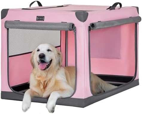 PETSFIT 40" Soft Portable Dog Crate – Patented Spiral Sturdy Frame, Collapsible by Petsfit