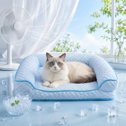 Cooling Cat Bed with Thick Egg-Crate Foam Support, Non-Toxic Cooling Sofa by PetTemp