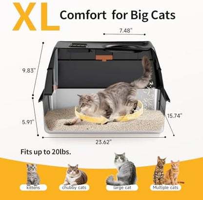 XL Enclosed Stainless Steel Litter Box - Image 2