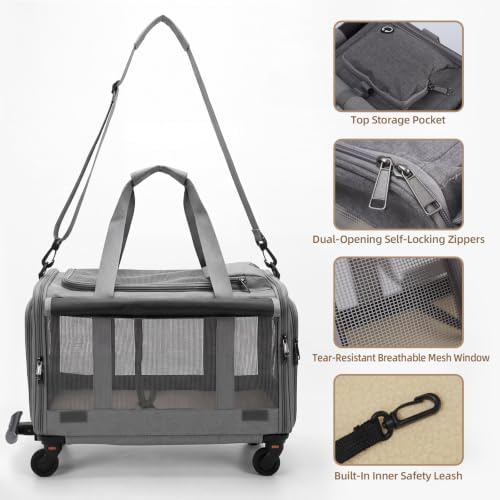 Rolling Cat Carrier with Detachable Wheels, Soft Sided - Image 4