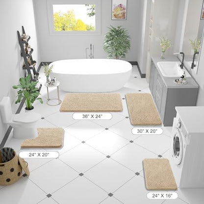 OLANLY Bathroom Runner Rugs 47x24, Extra Soft Absorbent Chenille Bath Rugs - Image 2