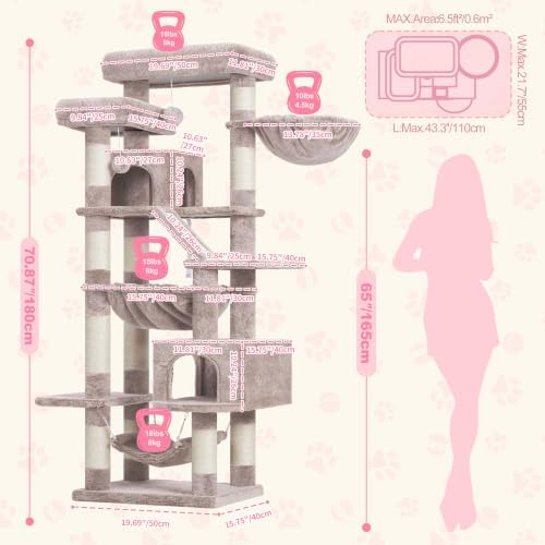 Heybly Cat Tree, 71-Inch-Tall Tower - Image 5