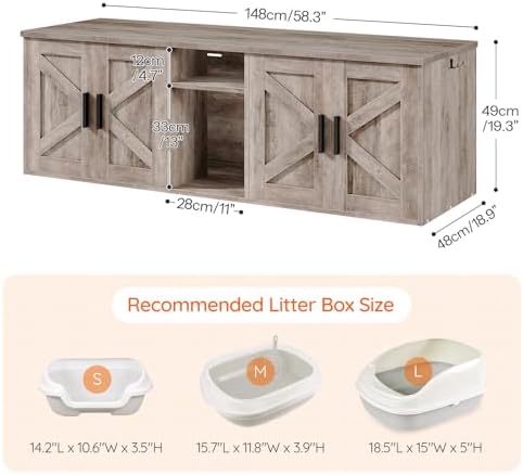 HOOBRO Double Litter Box Enclosure, Hidden Litter Box Enclosure - Image 5