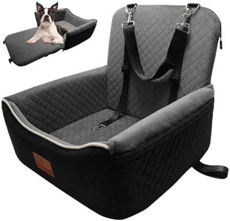 Dog Car Seat Bed 2 in 1 for Small/Medium Dogs up to 35 lbs, Adjustable Safety by VERGODPRODogCarSeatBed