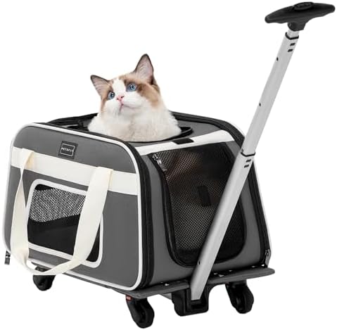Petsfit Cat Carrier with Wheels, Removable Spinner Wheels by Petsfit