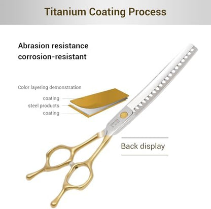 Dog Grooming Scissors, 7.0'' Pet Curved Chunkers Shears - Image 3