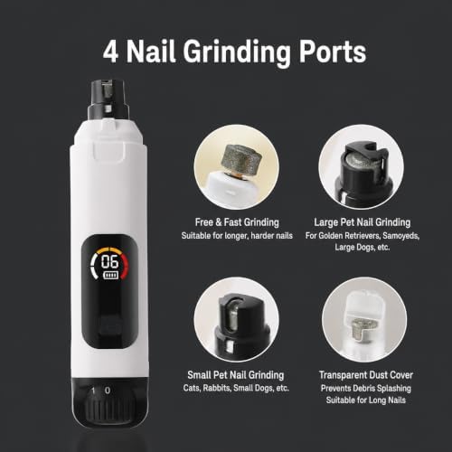 Quiet Electric Pet Nail Grinder, Dual LED Light and Color Display, 6 Speed - Image 5