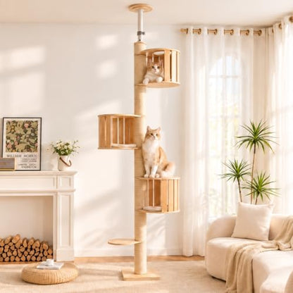 Floor to Ceiling Cat Tree, Adjustable 8.2-9.9 ft Tension Cat Tower by Kicari