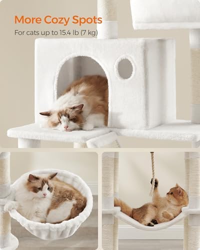 Feandrea Cat Tree, 81.1-in Large Cat Tower, Cream White - Image 5