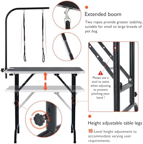LEIBOU 36-inch Height Adjustable and Foldable Pet Dog Grooming Table - Image 3