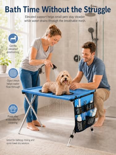 Dog Grooming Table 2-in-1 Foldable Pet Grooming Bed Pet Bathing Station - Image 3