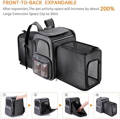 Cat Backpack Carrier, Double Side Expandable Cat Carrier Backpack, Dog Carrier - Image 4