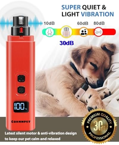 Dog Nail Grinder with New LCD Display, 25dB Quiet 2-Speed Dog Nail Trimmer - Image 3