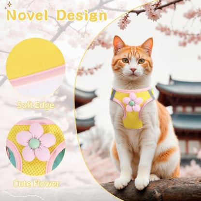 Cat Harness and Leash Set, Escape Proof Soft Vest Walk Yellow XS - Image 3