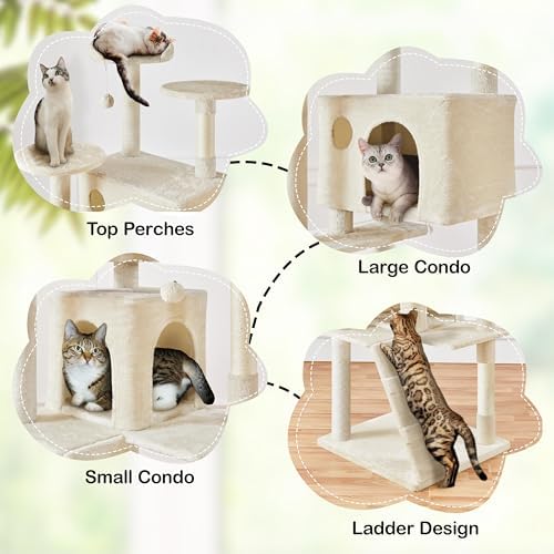 Yaheetech 80in XL Multi-Level Cat Tree, Double Caves, Sisal Posts - Image 4