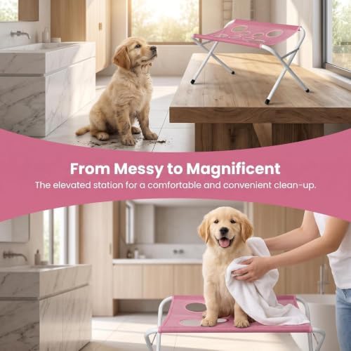 Pet Grooming Bath Stand Foldable Cat Dog Grooming Stool Mesh Bathing Station - Image 3